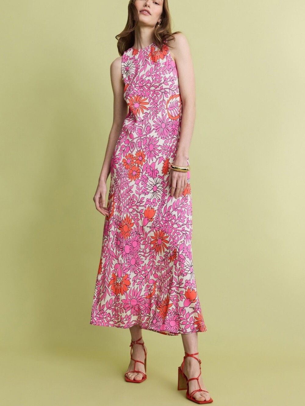 Fifteen Twenty Dani Pink And Orange Floral Print Maxi Dress